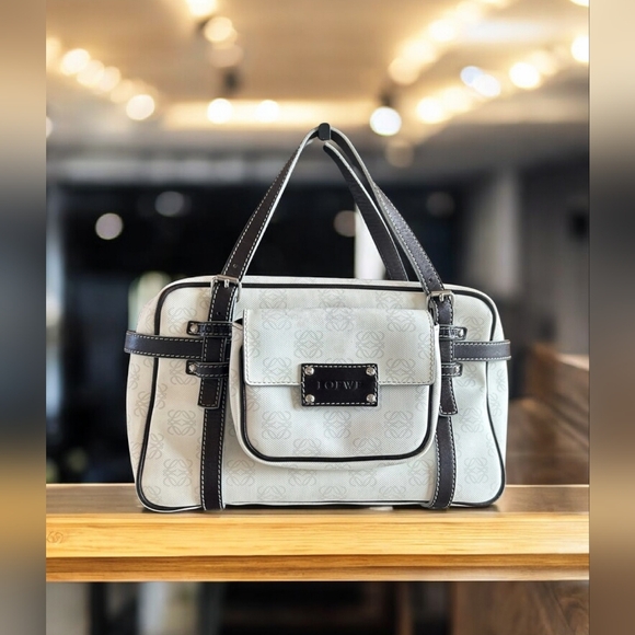 LOEWE Anagram Canvas Satchel with Removable Belt & Crossbody Pouch – Authentic - Picture 2 of 16